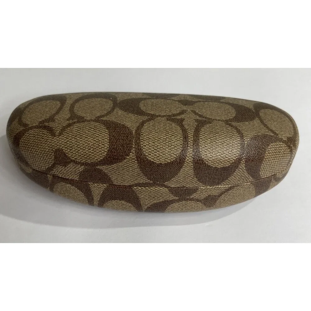 Coach signature C print hard clamshell sunglasses case in brown